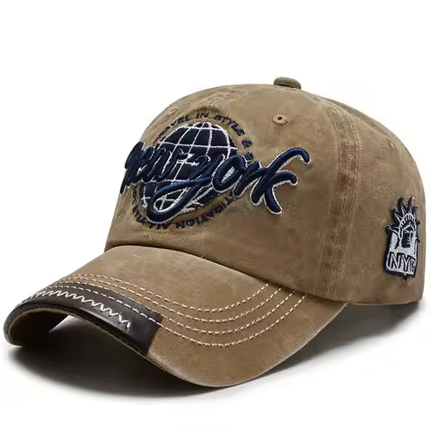 Washed cotton men baseball cap denim snapback sun hat for women gorras casual NEW YORK embroidery re
