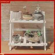 someryer|  Double Layer Plant Stand Multifunctional Wood Plant Flower Pot Display Stand Shelf Household Supplies