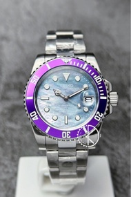 【定制】Seiko Mod Automatic Watch 40mm 潛水款 紫色鋁圈黑貝母面 精工改裝自動機械錶 紫色關注組