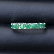 แหวนพลอยมรกตโคลัมเบีย(Emerald) เรือนเงินแท้92.5%ชุบทองคำขาว ไซด์นิ้ว 54 หรือเบอร์ 7 US