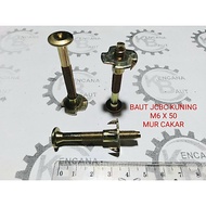JCBC M6 X 50 BOLT AND CLAW NUT DIPAN BOLT/ FURNITURE/ YELLOW KNOCKDOWN/