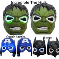 LED Glowing Flashing Movie Hero The Hulk Captain America Batman Party Mask Boys Birthday Halloween G