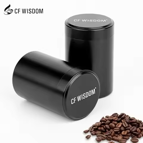 CF WISDOM Portable Coffee Canister Outdoor Coffee Bean Storage Can Set Aluminium Alloy Black Coffee 
