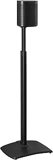 SANUS Adjustable Height Wireless Speaker Stands Designed for Sonos One, One SL, and Play:1 - Tool-Free Adjustment up to 16" and Built-in Cable Management - Black/Single