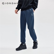 GIORDANO Men Joggers Elastic Waist Letter Embroidery Joggers Solid Color Athleisure Simple Fashion C