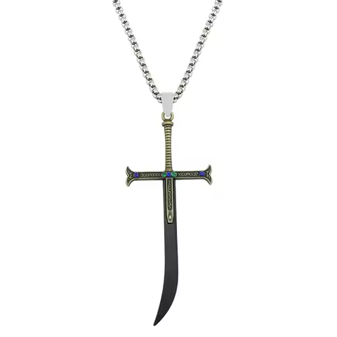 Dracule Mihawk Black Sword Necklace Anime Metal Hawk Eyes Yoru Necklaces Jewelry Pendant Chains Chok