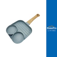 HomePro กระทะ 3 ช่อง ด้ามไม้ 18 ซม.  CUTE สีเขียว IH แบรนด์ KECH