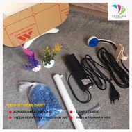 1 SET AKUARIUM AKRILIK /AQUARIUM MINI PIPA PVC MESIN FILTER LAMPU LED