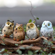 4pcs Cute Animal Resin Owls Miniatures Figurine Craft Bonsai Home Fairy Garden