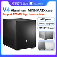 ☏Jonsbo V4 MINI-MATX/ITX Case MATX Motherboard All-aluminum Chassis ATX Power 260MM Long Interna ๑✡