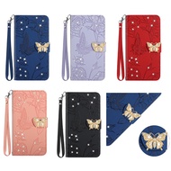 Diamond Butterfly Case For Samsung Galaxy A12/M12/F12 A20/A30 A20e A20S A51 A71 4G 5G A81/M60S/Note 10 Lite A91/M80S/S10 Lite Flip Bracket Soft Leather Wallet Cover Casing