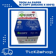 IK Copy 70gm A4 Paper (Box)(5reams x 500's/ream)