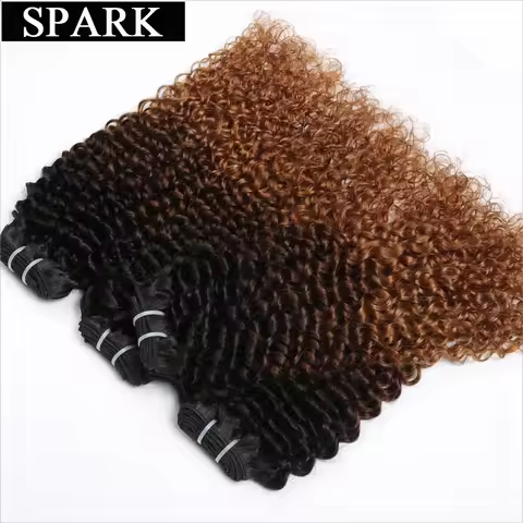 1B/4/30 Color Bundles Afro Kinky Curly Human Hair T1B430 Extensions Ombre Brazilian 100% Human Hair 