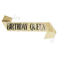 MINIIS PARTY Tiara Crown Tunang Birthday Crown Birthday Girl Selempang Queen Sash Set Birthday Queen