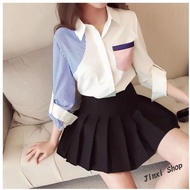 Long Sleeve Shirt Women Spring Summer Korean Style Plus Size Striped Blouse Murah Labuh Baju Kemeja Perempuan Blause Wanita