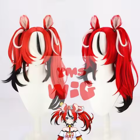 Hololive VTuber Hakos Baelz Cosplay Wig with Ears Halloween Anime Wigs + Wig Cap