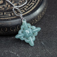 TIMESWIND สีฟ้าอ่อนแท้ Iris ข้ามหยกผู้หญิงสร้อยคอเหล็กไทเทเนียมที่มีใบรับรอง