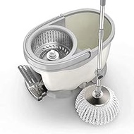 Mop Rotary Metal Basket Stainless Steel 360° Rotating Pedal Dehydration, with Microfiber Rotatingds (Color : A) Anniversary