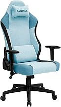 Raidmax DK802 Series Computer-Gaming-Chairs, Soft Breathable Fabric All Day Gaming Chair, Heavy Duty Gas Lift and Metal Base, Magnetic Head Pillow, Lumbar Support Pillow (Blue)