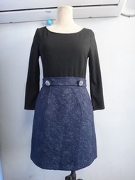 全新 正品 Jill by Jill stuart 黑藍雙色拼接 優雅洋裝 size: S