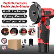 Portable Cordless Angle Grinder 800W 12V Electric Angle Grinder Compact Electric Chainsaw with 2 Lithium Battery
