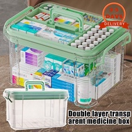 [3-5 Days Arrive]Home First Aid Storage Organizer | Transparent Double Layer Medicine Box with Compa