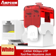 AMPCOM แจ็คสโตน RJ45 แบบไม่ต้องใช้เครื่องมือ, CAT6A CAT6 CAT5E เครื่องมือน้อย RJ45 UTP แจ็ค Keystone,ไม่มีเครื่องมือหมัดลงโมดูล Coupler 5/10แพ็ค