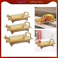 MagiDeal Golden Fruit Tray Retro Storage Metal Tray Desert Tray Counter Tray Storage Decoration Plat