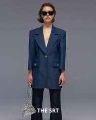 The SRT X7 Meta Denim Blazer (TJK80) เบลเซอร์เดนิม ดีเทลกระดุมทอง มีกระเป๋า