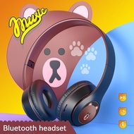 Headband Bluetooth Headset MZ-002 Cartoon Bear Face Stereo Folding Bluetooth Headset