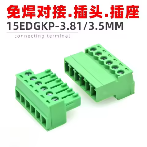 5PCS 15EDGK 2P 3P 4P 5P 6P 7P 8Pin PCB Screw Terminal Block Male Female Connector 3.51/3.81MM Plug-i