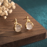 Her Lab Jewelry | Phụ Nữ Nhỏ Và nhẹ thời trang Phụ Nữ Bông Tai 24K dát vàng Agate Chalcedony Bông Ta