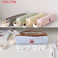 DALTON Y2k Grid Pencil Case, Plaid Pencil Pouch Desktop Storage Korean Style Pen Bag, Cosmetic Brush