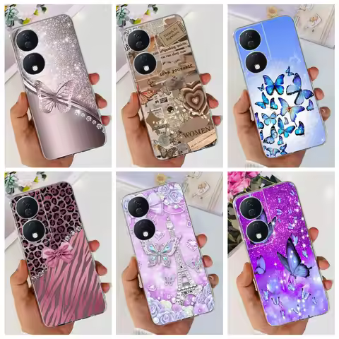 For Honor X7b 5G Case Honor X7 4G Covers Beauty Butterfly Jelly Women Fashion Coque Fundas For Huawe