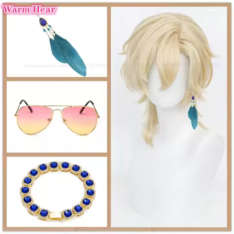 Game HRS Aventurine Synthetic Wig Unisex 40cm Long Golden Cosplay Anime Wig Heat Resistant Hair Hall