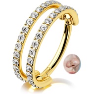 Nose Ring Hoop, Double Nose Rings, 20G Nose Piercing Jewelry for Women, Clear CZ Helix Cartilage Sep