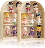 Bewinner Blind Box Shelf, Wall Mounted Wooden Figures Showcase Dust Proof Action Figures Display Case for Sanrio, Dolls