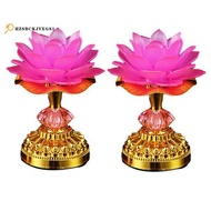 2Pcs LED Lotus Buddhist Lights Buddha Lotus Lamps Plug in or Battery-Operated Buddhist Lamp EU Plug 