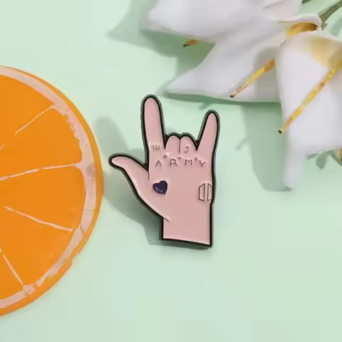 Korean Boy Band Lead Singer Tattoo Enamel Pin Army Gesture Brooch Lapel Badge Assistance Fandom Fans