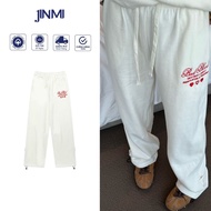 Jinmi Men's and Women's Long Fleece Pants with Bad Blood Pattern Printed, Wide Leg Drawstring, Strai