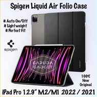 Case iPad Pro 12.9 M2 M1 2022 2021 Spigen Liquid Air Folio Flip Cover Protective Case Original New