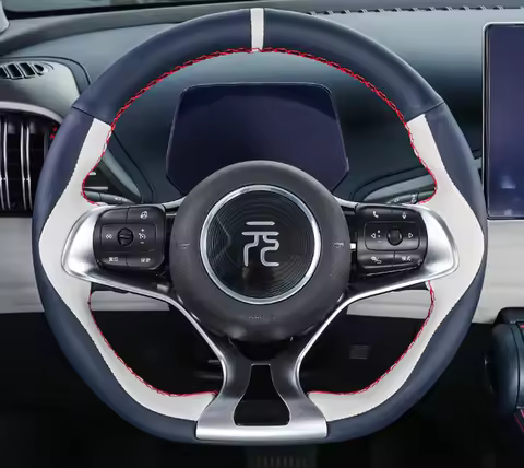 For BYD Atto 3 Yuan Plus Hand stitched Black non-slip Leather Steering Wheel Cover Interior Accessor