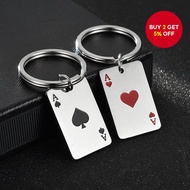 Ace Poker Keychain Stainless Steel Card Pendant Heart Backpack DIY Accessory