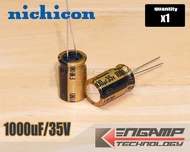 (ราคาต่อ1ตัว) [E-CAP] 1000uF/35V 85 C Nichicon FW (M) 12.5x20mm P=5mm