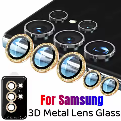 Glitter Camera Protector For Samsung S23 S24 Ultra Metal Lens Ring Glass For Samsung S23 Plus s22 S2