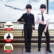 Ready Stock Captain Stewardess Suit Children Pilot Air Force Uniform Airplane Master Boys Girls Stew