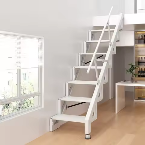 Loft ladder Wall attached household telescopic ladder Stepping ladder Loft duplex indoor apartment E