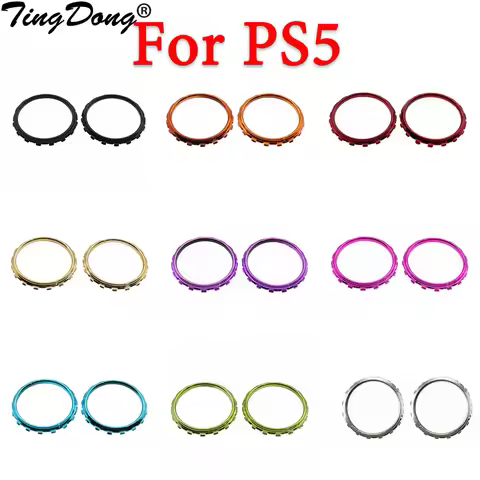 TingDong 1set=2pcs Replacement Accessories Chrome Thumbstick Accent Rings for Sony DualSense 5 PS5 C
