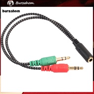 BUR_ 35mm 2 Male Plug to 1 Female Jack Audio Mic Headset Splitter Adapter Cable