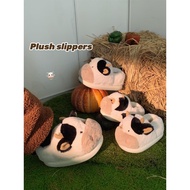 men slippers bedroom slippers slippers for women Thin Strip Small Cow Fleece Warm ins Cotton Slipper
